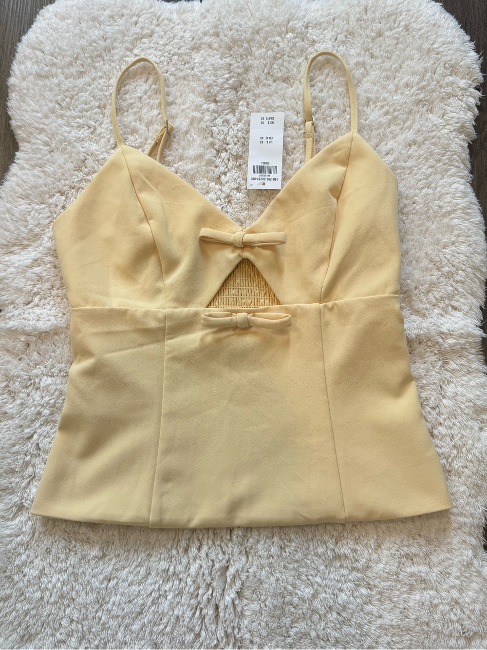 Abercrombie & Fitch Pale Yellow Bow-Accent Spaghetti Strap Cami